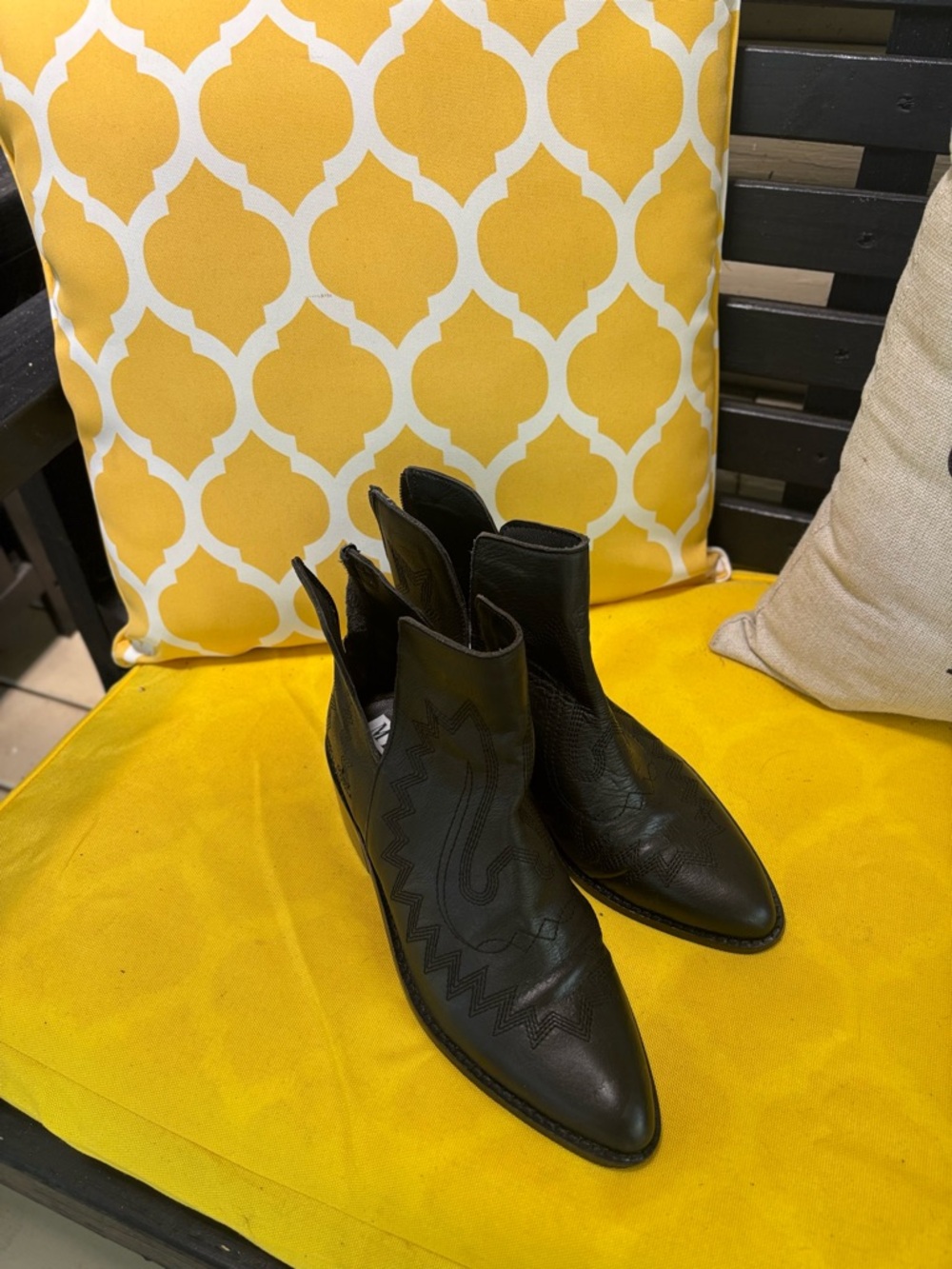 Myra Bag Black Leather Women's Cowboy Western Ankle Boots